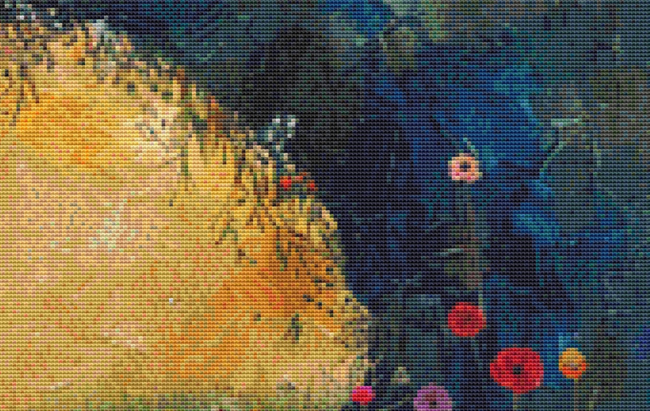 Woman in a Field of Flowers 11 (Max Color) cross stitch pattern by Eder Jose Rosa