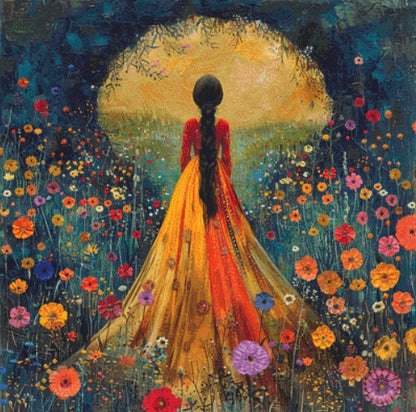 Woman in a Field of Flowers 11 cross stitch pattern by Eder Jose Rosa