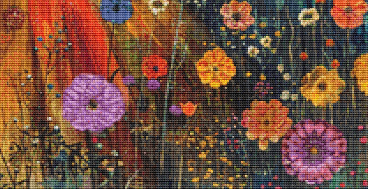Woman in a Field of Flowers 11 cross stitch pattern by Eder Jose Rosa