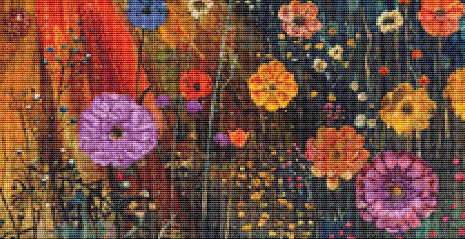 Woman in a Field of Flowers 11 cross stitch pattern by Eder Jose Rosa
