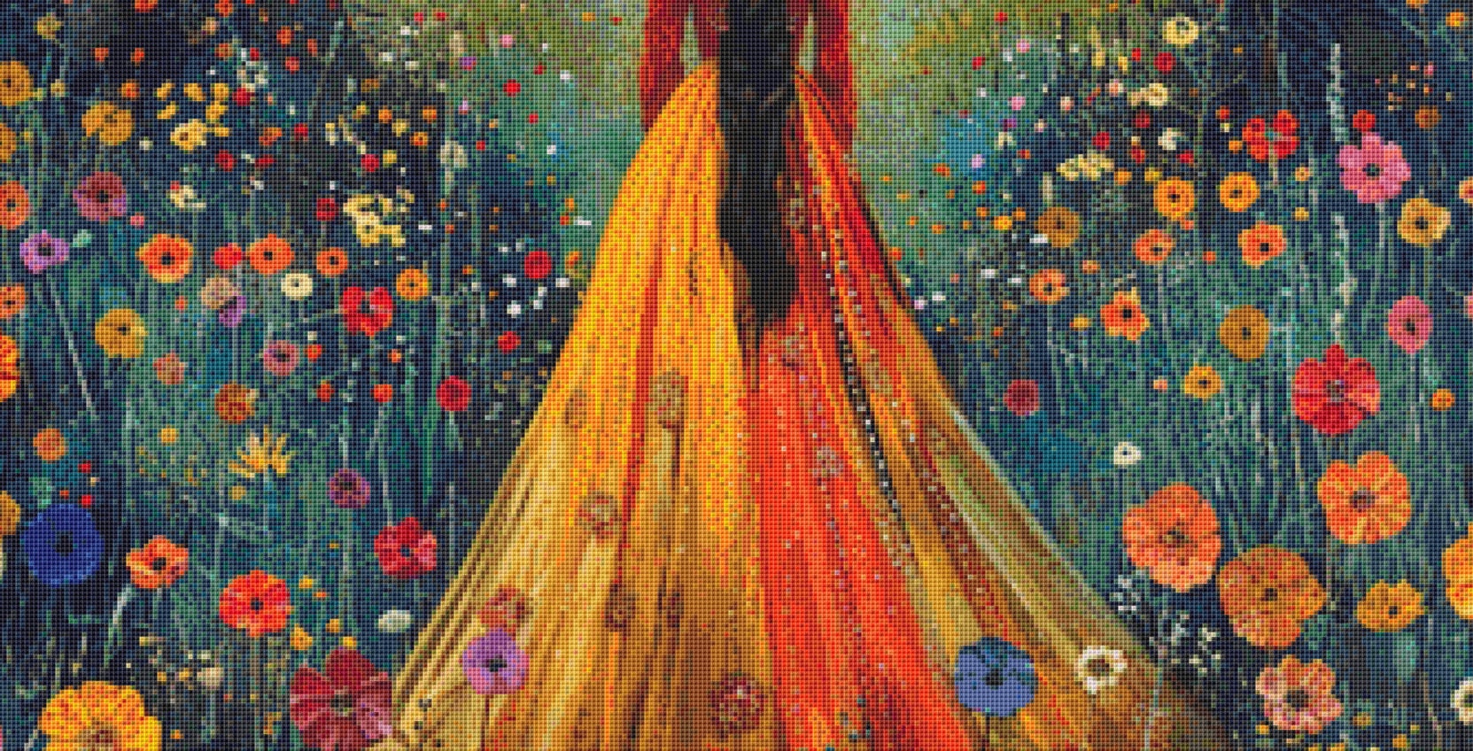 Woman in a Field of Flowers 11 cross stitch pattern by Eder Jose Rosa