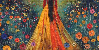Woman in a Field of Flowers 11 cross stitch pattern by Eder Jose Rosa