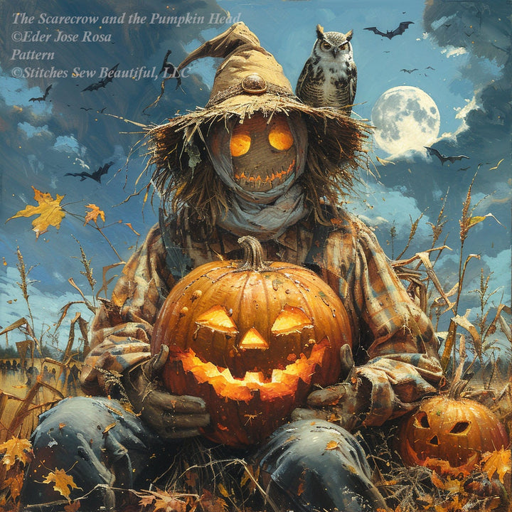 The Scarecrow and the Pumpkin Head cross stitch pattern by Eder Jose Rosa