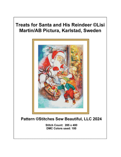 Treats for Santa and His Reindeer cross stitch pattern by Lisi Martin/AB Pictura, Karlstad, Sweden