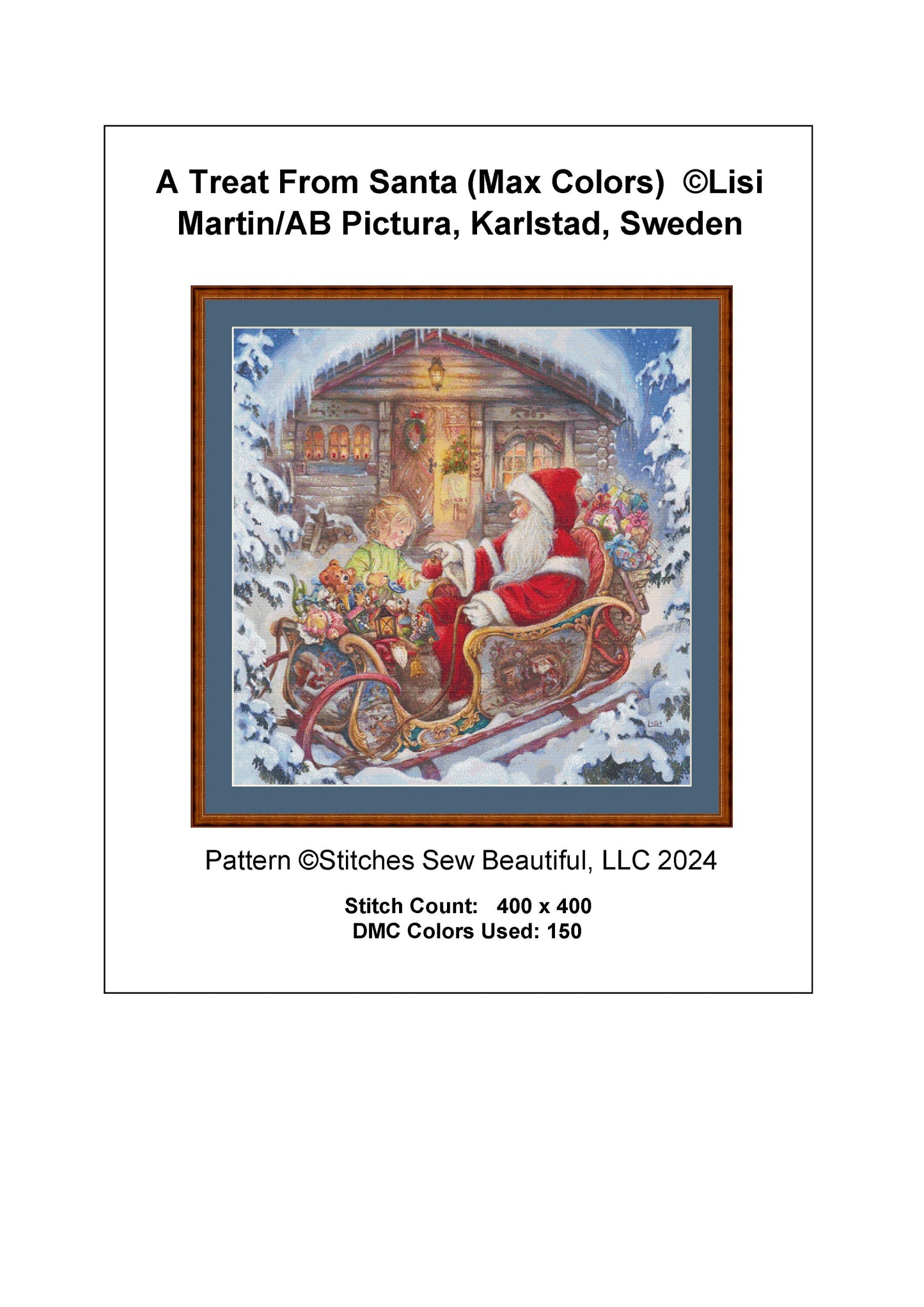 A Treat From Santa (Max Color) cross stitch pattern by Lisi Martin/AB Pictura, Karlstad, Sweden