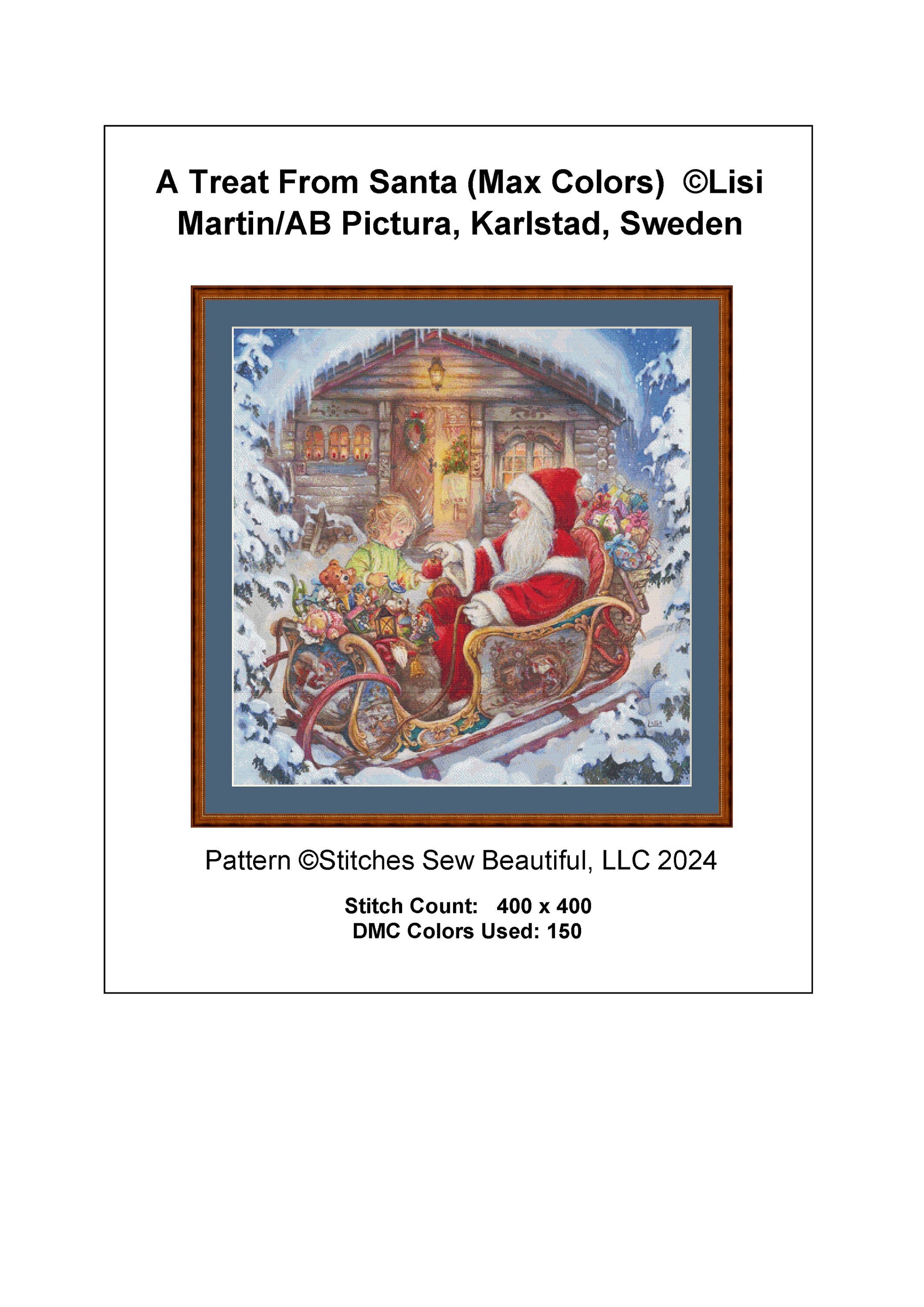A Treat From Santa (Max Color) cross stitch pattern by Lisi Martin/AB Pictura, Karlstad, Sweden