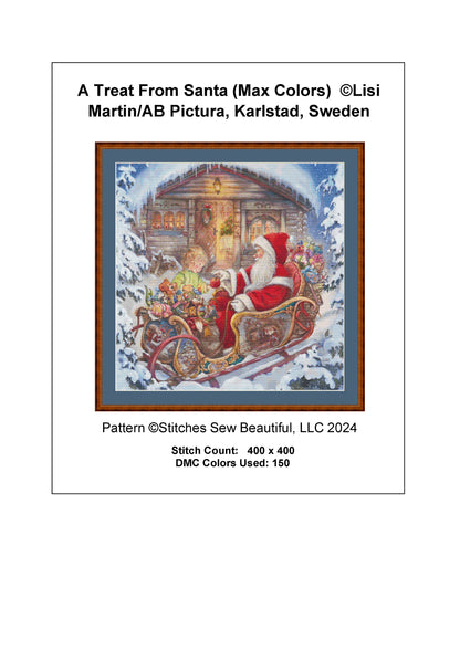 A Treat From Santa (Max Color) cross stitch pattern by Lisi Martin/AB Pictura, Karlstad, Sweden
