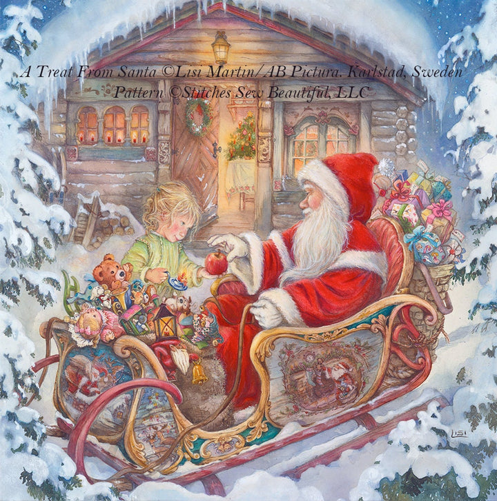 A Treat From Santa (Max Color) cross stitch pattern by Lisi Martin/AB Pictura, Karlstad, Sweden
