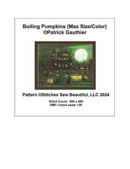 Boiling Pumpkins (Max Size/Color) cross stitch pattern