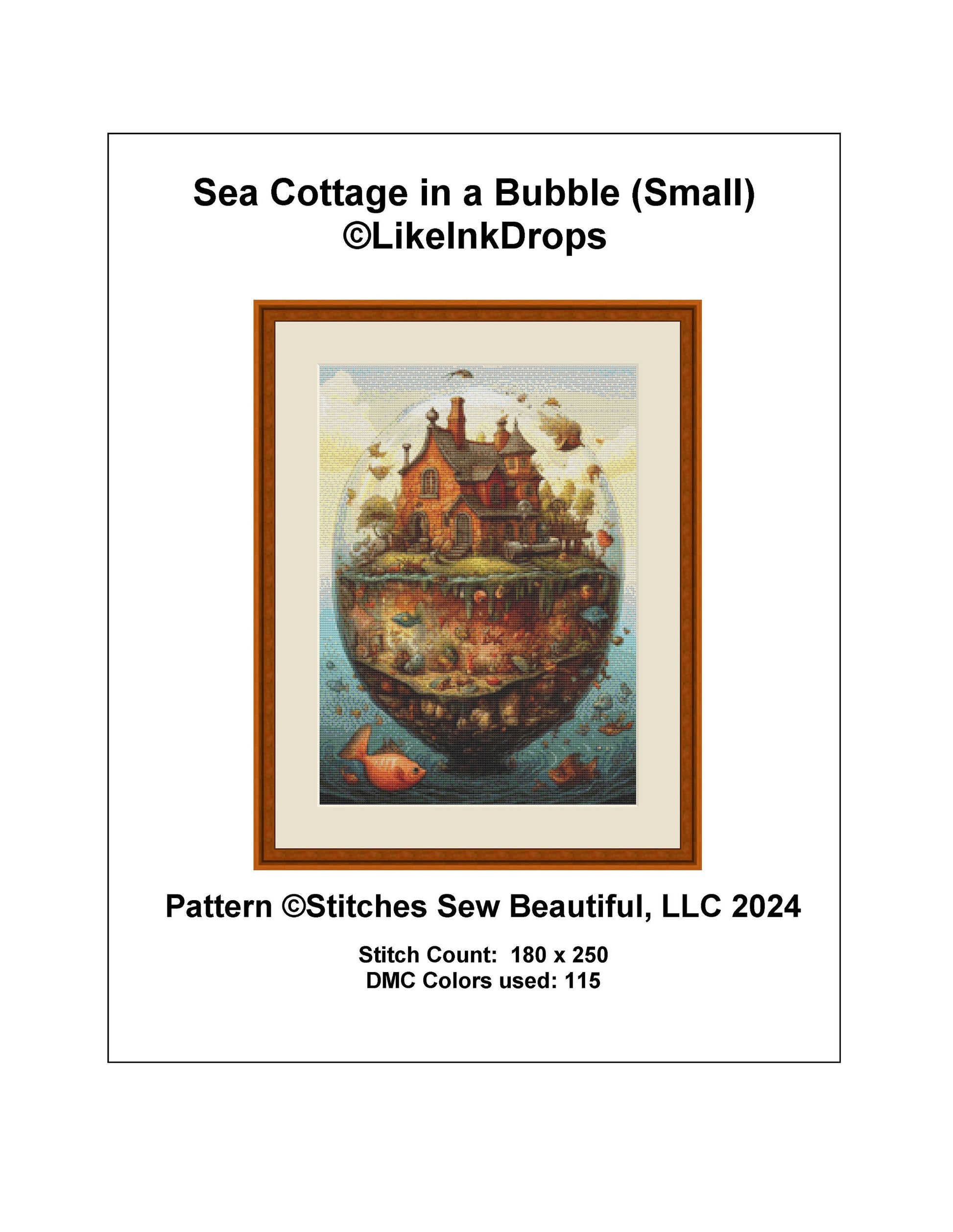 Sea Cottage in a Bubble (Small) cross stitch pattern by LikeInkDrops