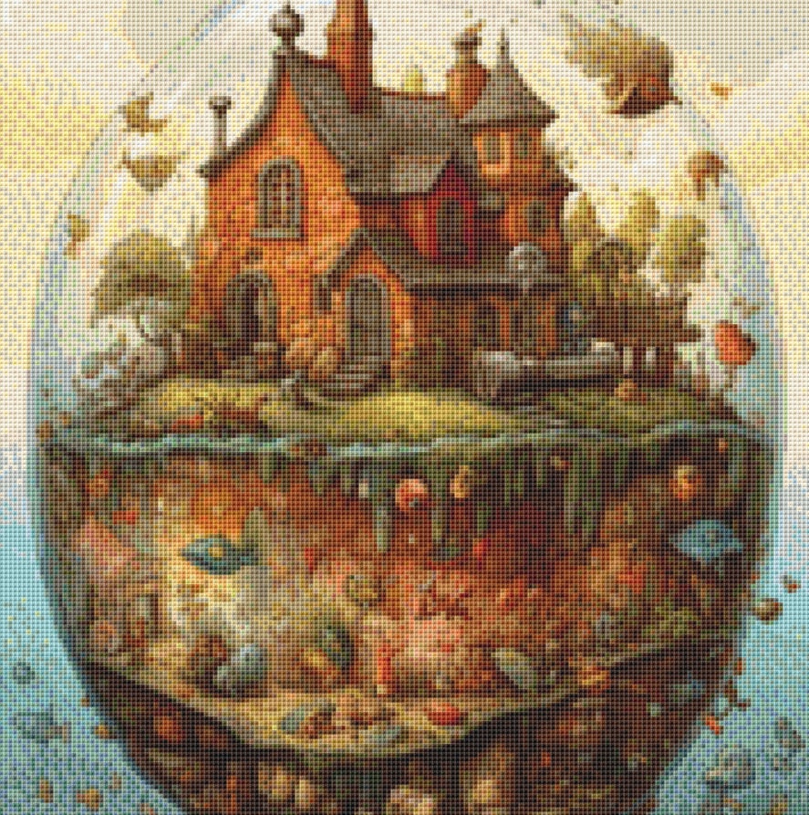 Sea Cottage in a Bubble (Small) cross stitch pattern by LikeInkDrops