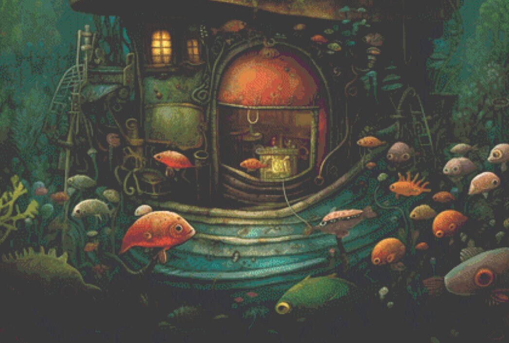 Underwater Home Sweet Home (Max Size/Color) cross stitch pattern by LikeInkDrops