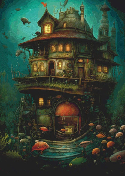 Underwater Home Sweet Home (Max Size/Color) cross stitch pattern by LikeInkDrops