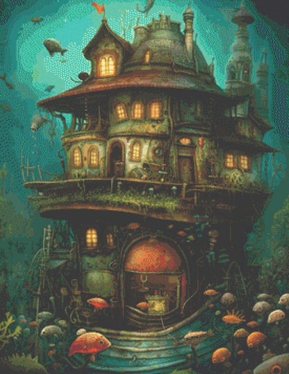 Underwater Home Sweet Home cross stitch pattern by LikeInkDrops