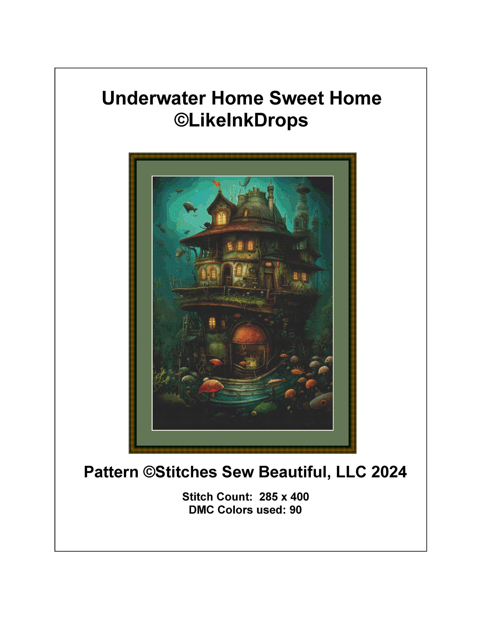 Underwater Home Sweet Home cross stitch pattern by LikeInkDrops