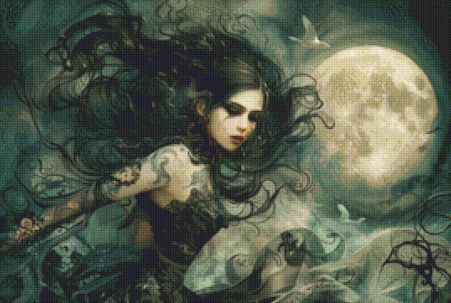 Witch of Night cross stitch pattern by The Art Revivalist