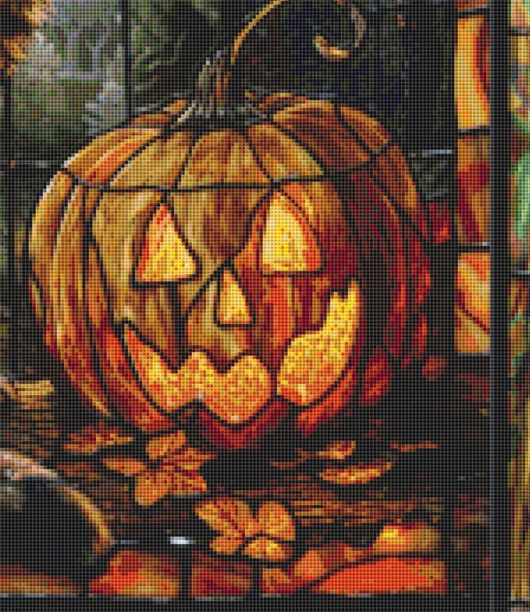 Stained Glass Halloween Cat cross stitch pattern by IvyCottageHome