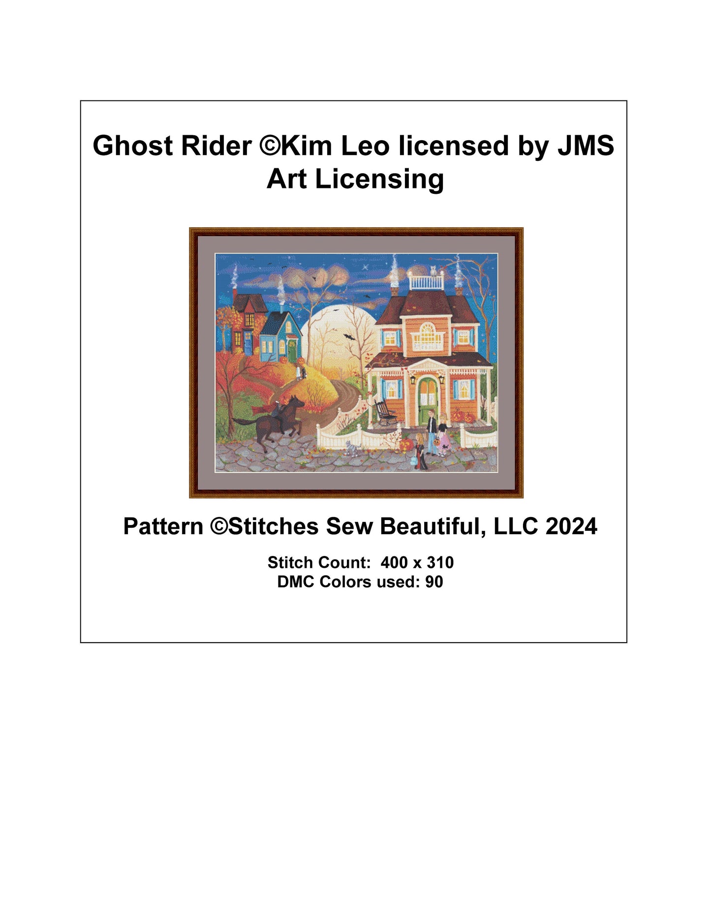 Ghost Rider cross stitch pattern by Kim Leo licensed by JMS Art Licensing