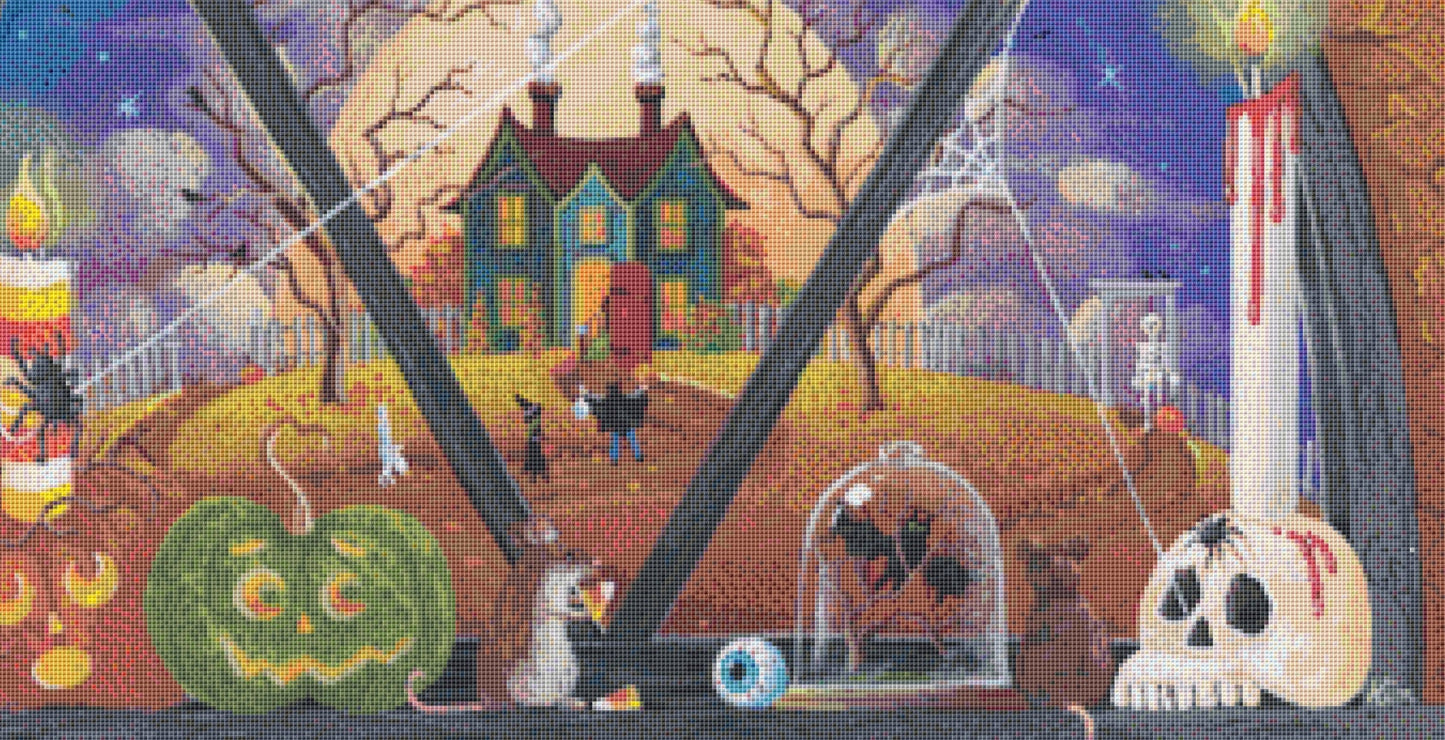 The Window in the Attic cross stitch pattern by Kim Leo licensed by JMS Art Licensing