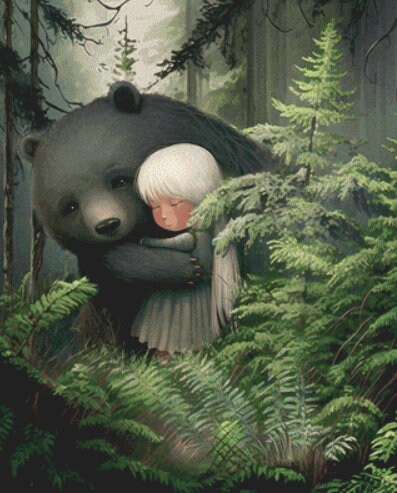 Bear and Girl cross stitch pattern by Tammy L. Gross