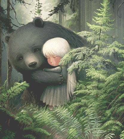 Bear and Girl cross stitch pattern by Tammy L. Gross