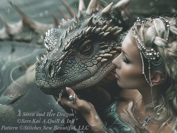 A Siren and Her Dragon cross stitch pattern by Serr.Kai A Quill & Ink