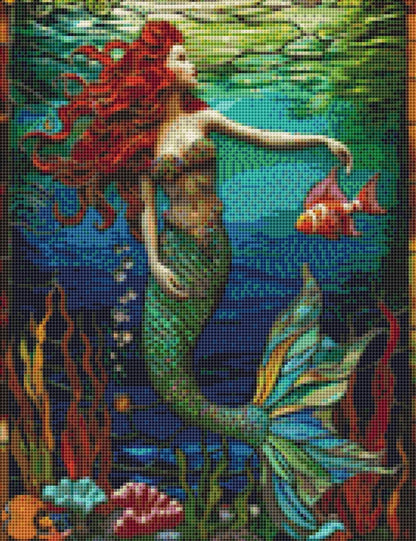 Stained Glass Mermaid 1 (Small) cross stitch pattern by IvyCottageHome