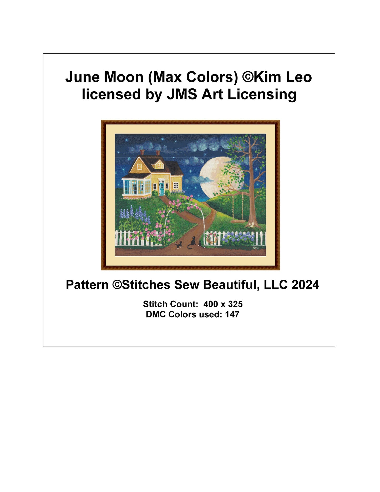 June Moon (Max Colors) cross stitch pattern by Kim Leo licensed by JMS Art Licensing