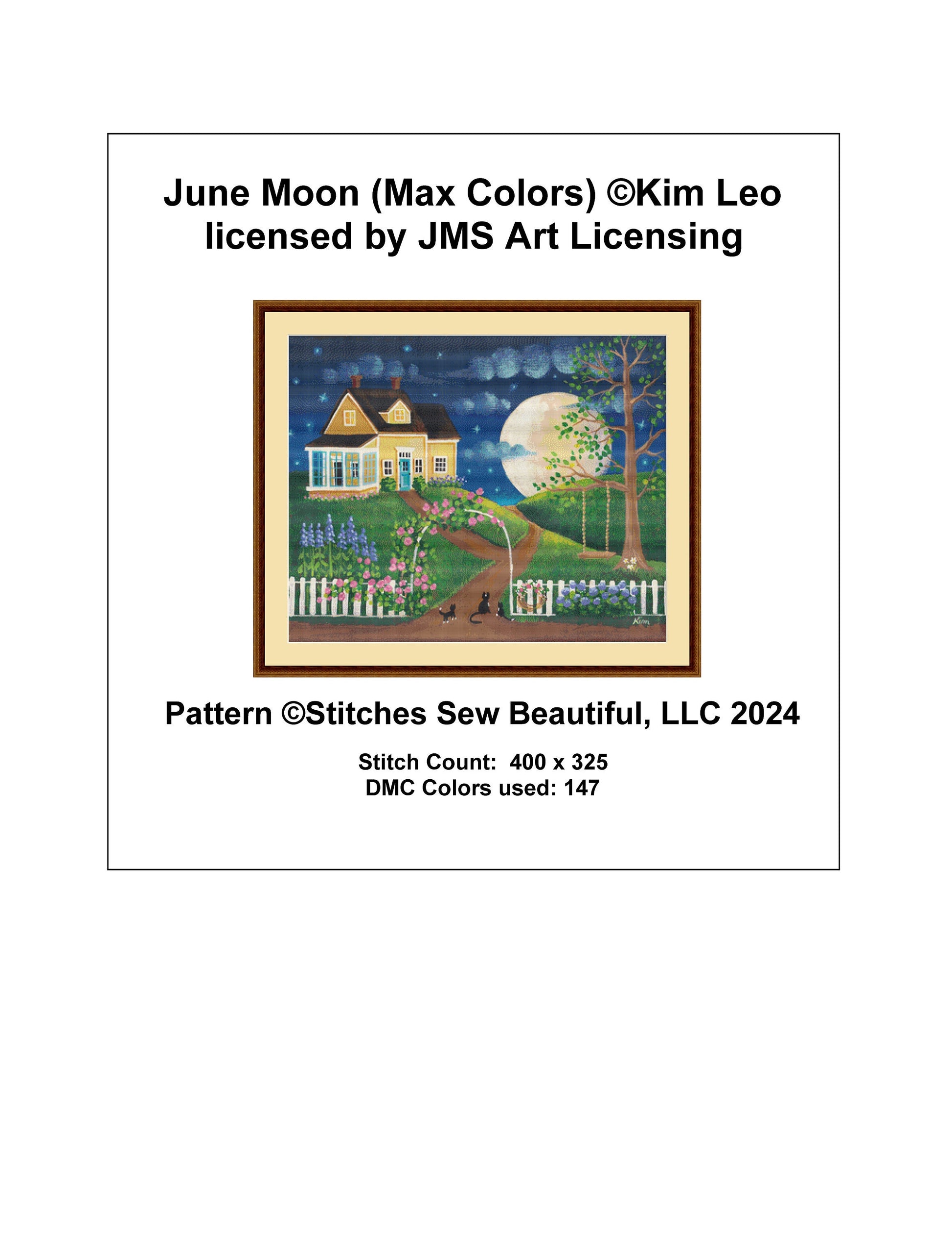 June Moon (Max Colors) cross stitch pattern by Kim Leo licensed by JMS Art Licensing