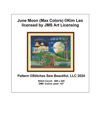June Moon (Max Colors) cross stitch pattern by Kim Leo licensed by JMS Art Licensing