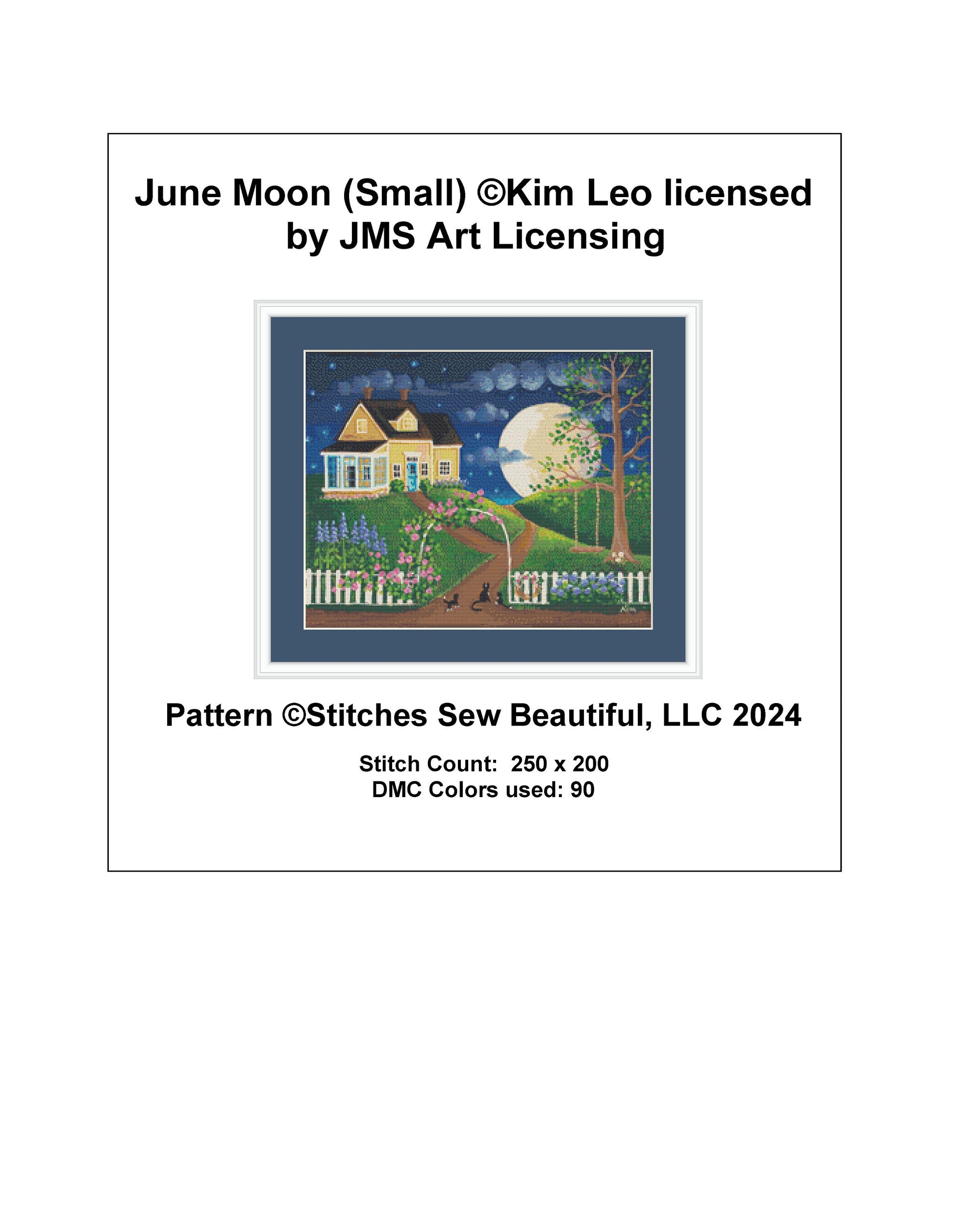 June Moon (Small) cross stitch pattern by Kim Leo licensed by JMS Art Licensing