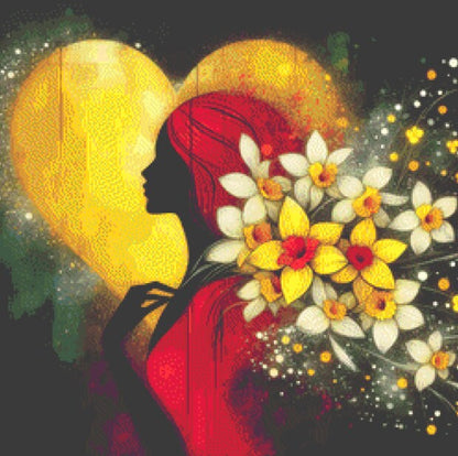 Lady in Red (Small) cross stitch pattern by World of Love Hearts/Adrian G Eyre