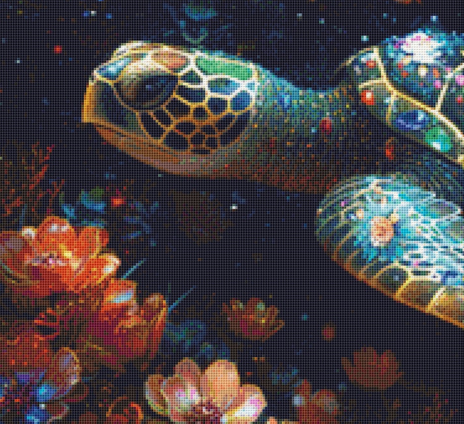 The Turtle in Sea Flowers (Max Colors) cross stitch pattern by Eder Jose Rosa