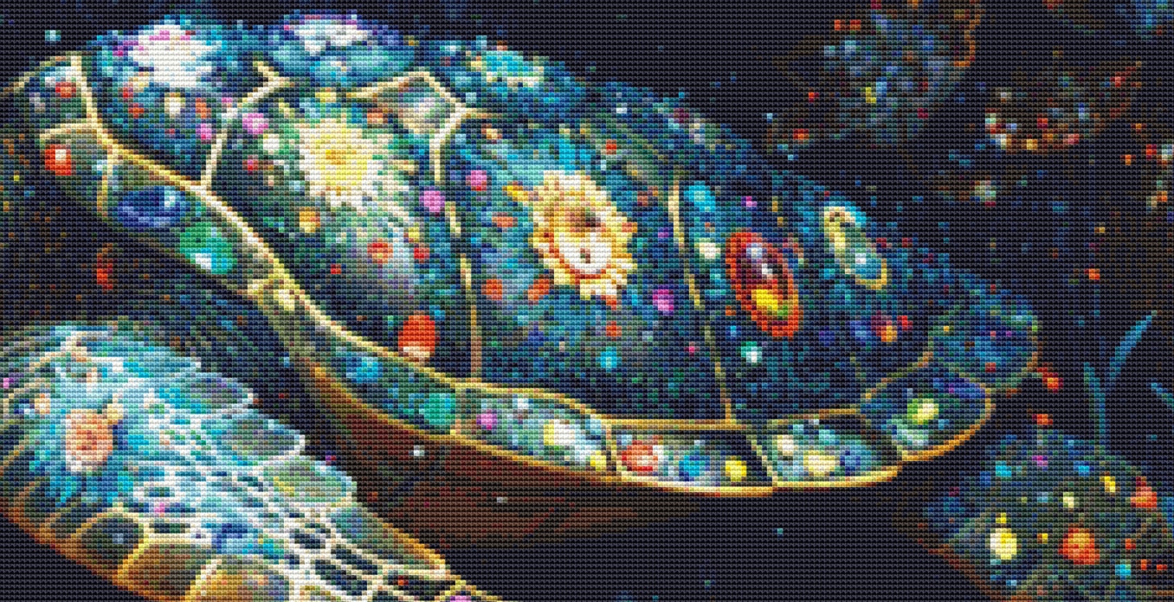 The Turtle in Sea Flowers (Max Colors) cross stitch pattern by Eder Jose Rosa