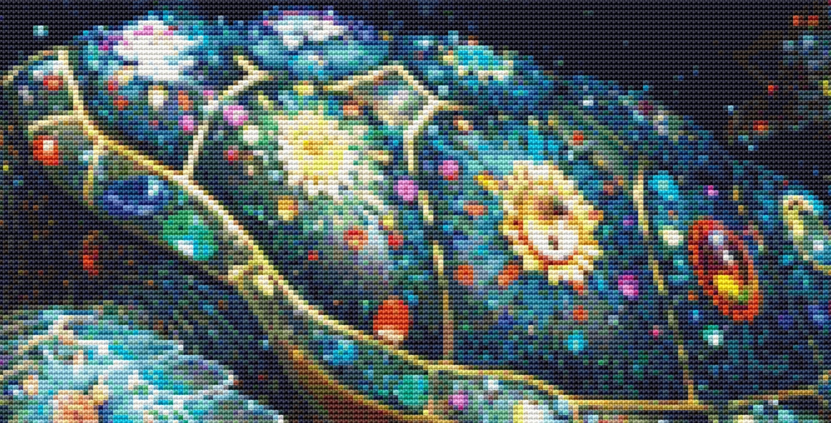 The Turtle in Sea Flowers (Max Colors) cross stitch pattern by Eder Jose Rosa