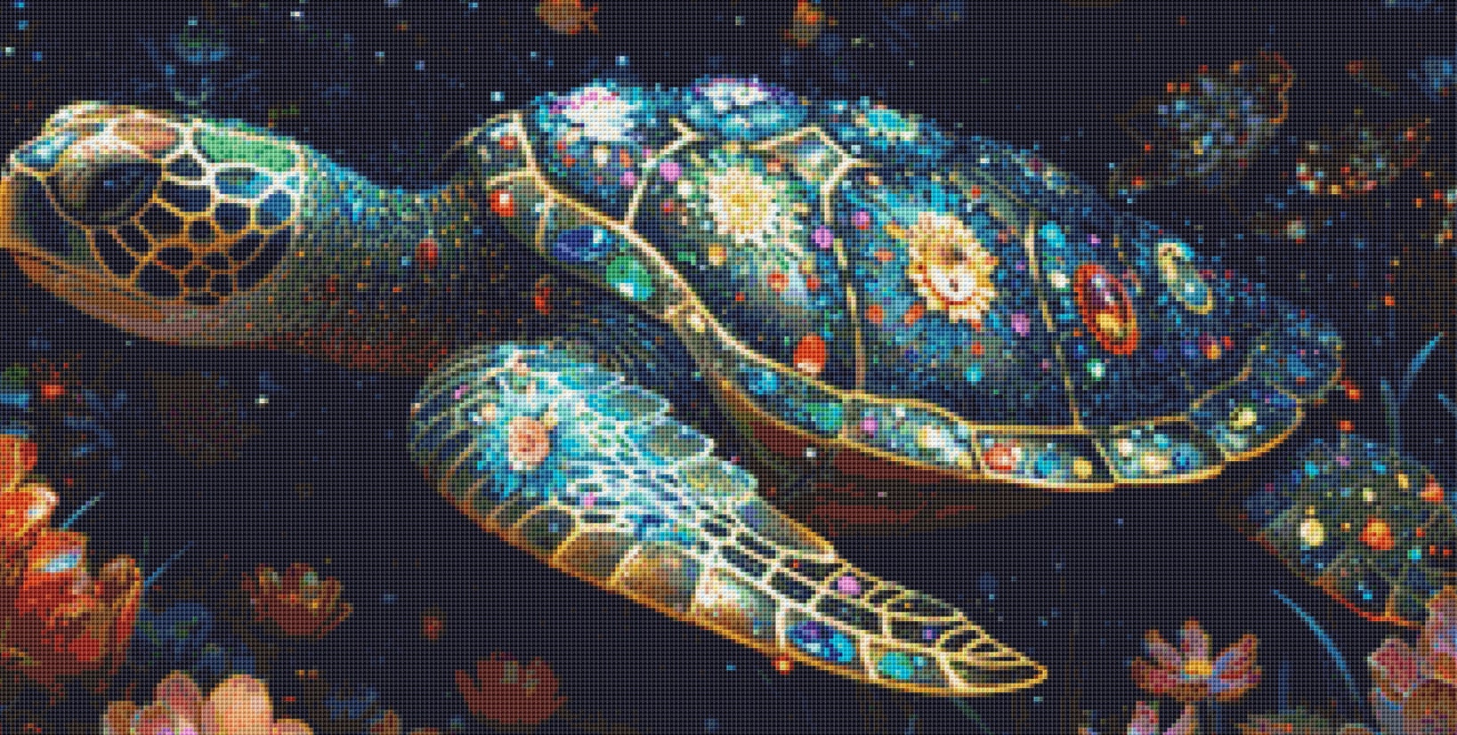 The Turtle in Sea Flowers cross stitch pattern by Eder Jose Rosa