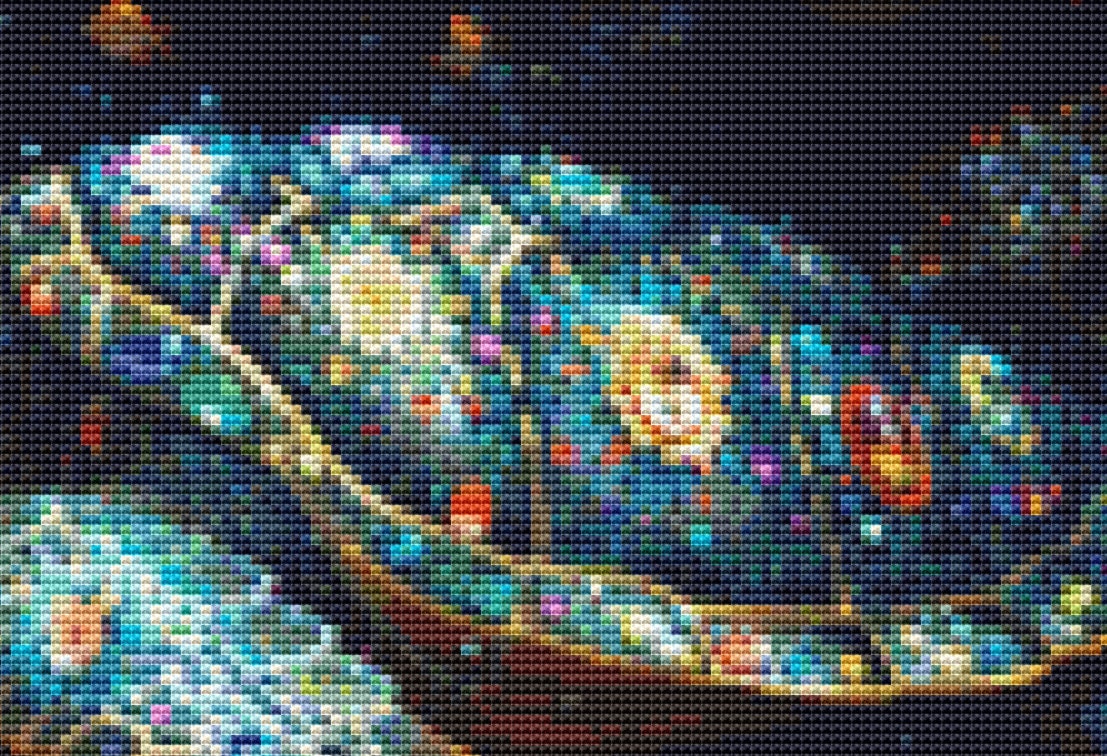 The Turtle in Sea Flowers (Small) cross stitch pattern by Eder Jose Rosa