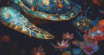 The Turtle in Sea Flowers (Small) cross stitch pattern by Eder Jose Rosa