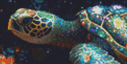 The Turtle in Sea Flowers (Small) cross stitch pattern by Eder Jose Rosa