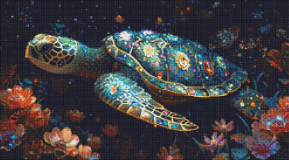 The Turtle in Sea Flowers (Small) cross stitch pattern by Eder Jose Rosa