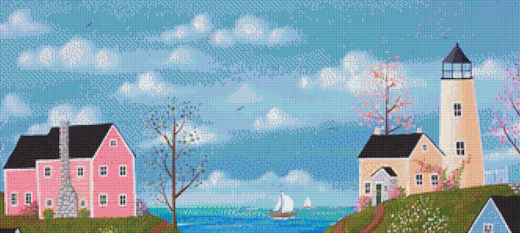Roundrock Cove (Max Colors) cross stitch pattern by Kim Leo licensed by JMS Art Licensing