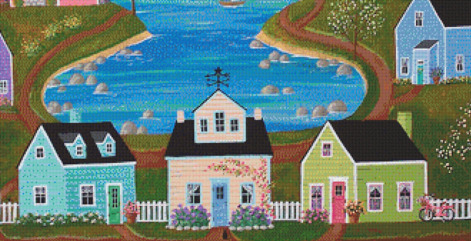 Roundrock Cove (Max Colors) cross stitch pattern by Kim Leo licensed by JMS Art Licensing