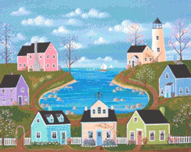 Roundrock Cove (Small) cross stitch pattern by Kim Leo licensed by JMS Art Licensing