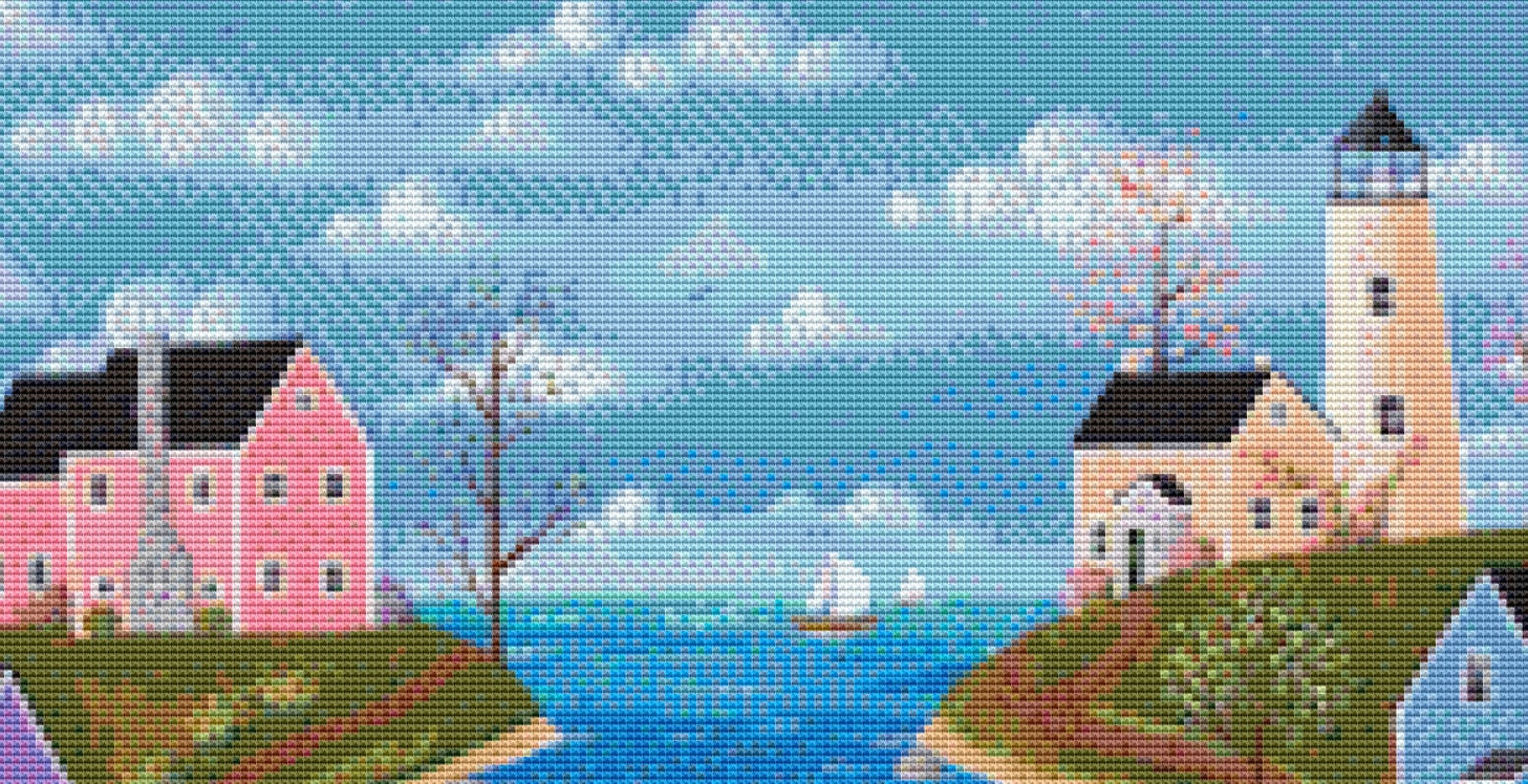 Roundrock Cove (Small) cross stitch pattern by Kim Leo licensed by JMS Art Licensing