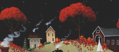 Wickford Village Halloween cross stitch pattern by Catherine Holman/Ansada Art Licensing Group, LLC