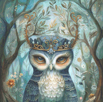 Crowned Owl (Small) cross stitch pattern by PassyArt