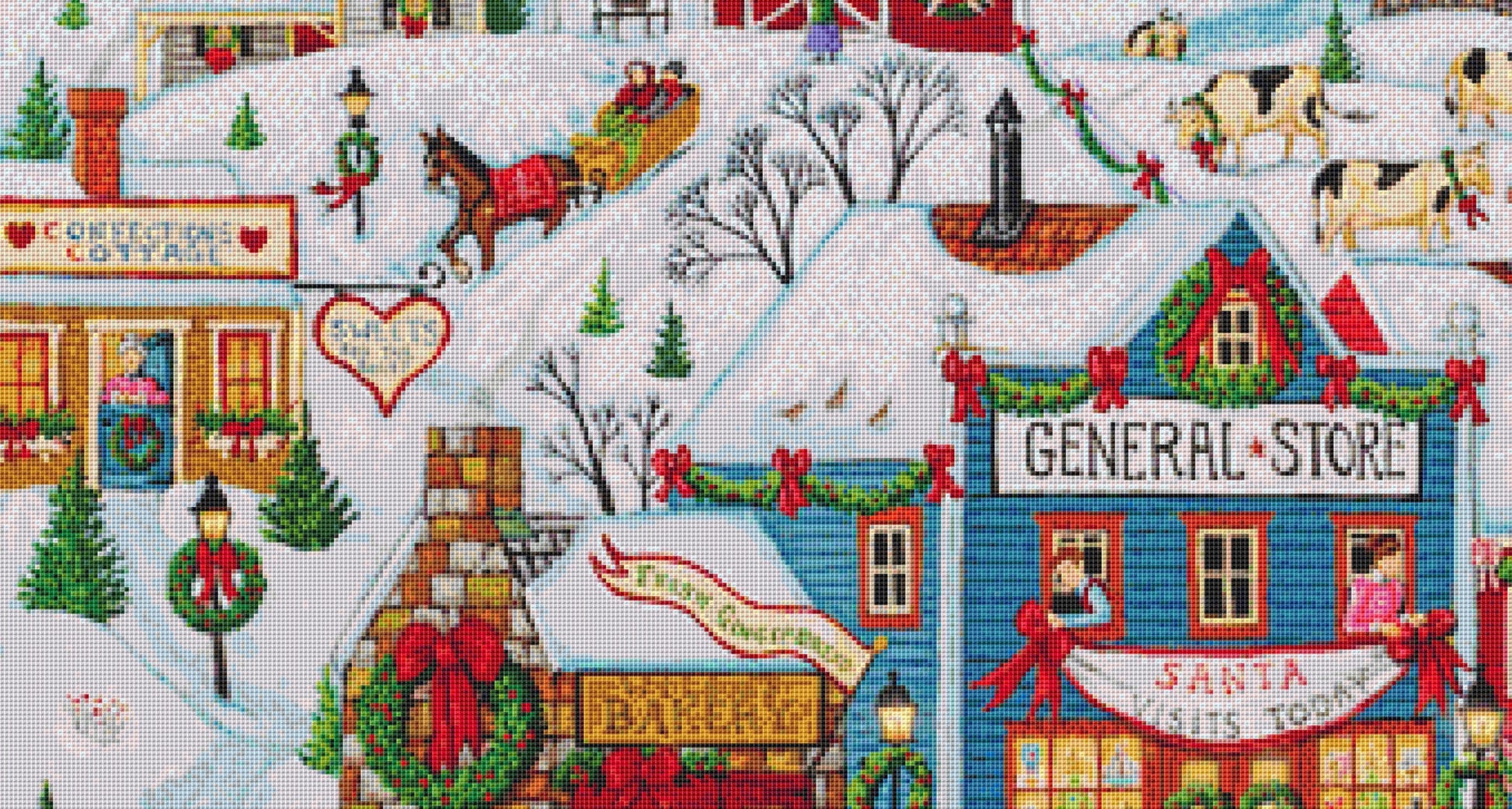 Christmas in Our Town (Max Size/Colors) cross stitch pattern by Joseph Holodook/Portfields Fine Art Licensing