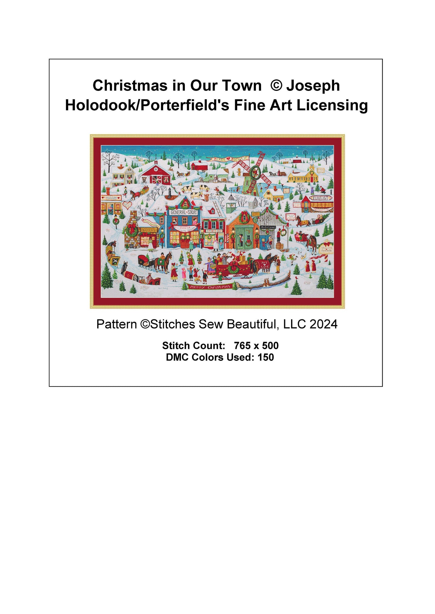 Christmas in Our Town (Max Size/Colors) cross stitch pattern by Joseph Holodook/Portfields Fine Art Licensing