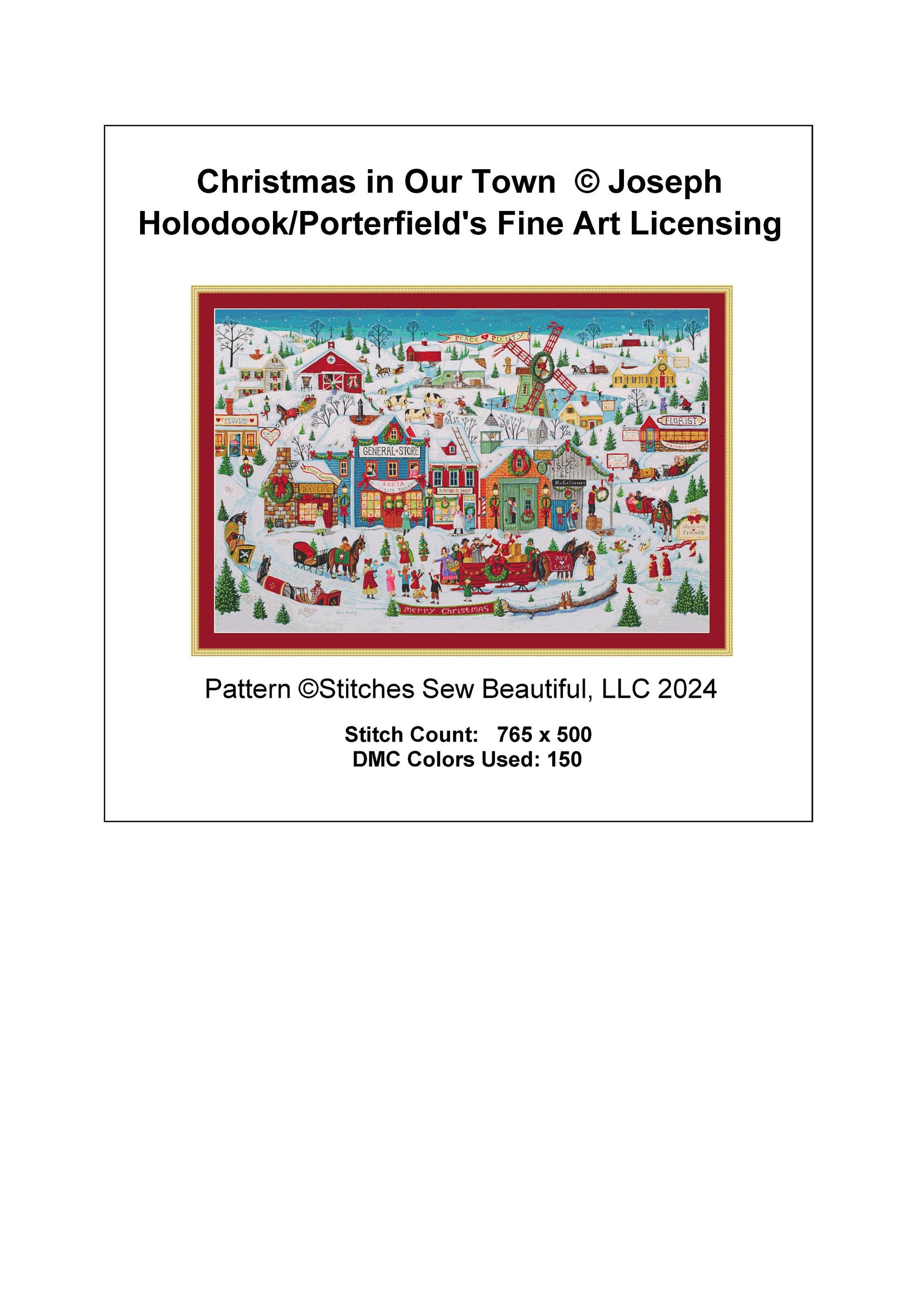 Christmas in Our Town (Max Size/Colors) cross stitch pattern by Joseph Holodook/Portfields Fine Art Licensing