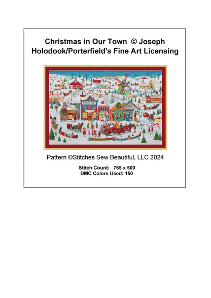 Christmas in Our Town (Max Size/Colors) cross stitch pattern by Joseph Holodook/Portfields Fine Art Licensing